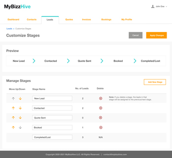 MyBizzHive’s leads management CRM system for easy to add leads